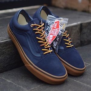 Vans Navy and Brown Sneakers. Size Men 7.5/ Women 9